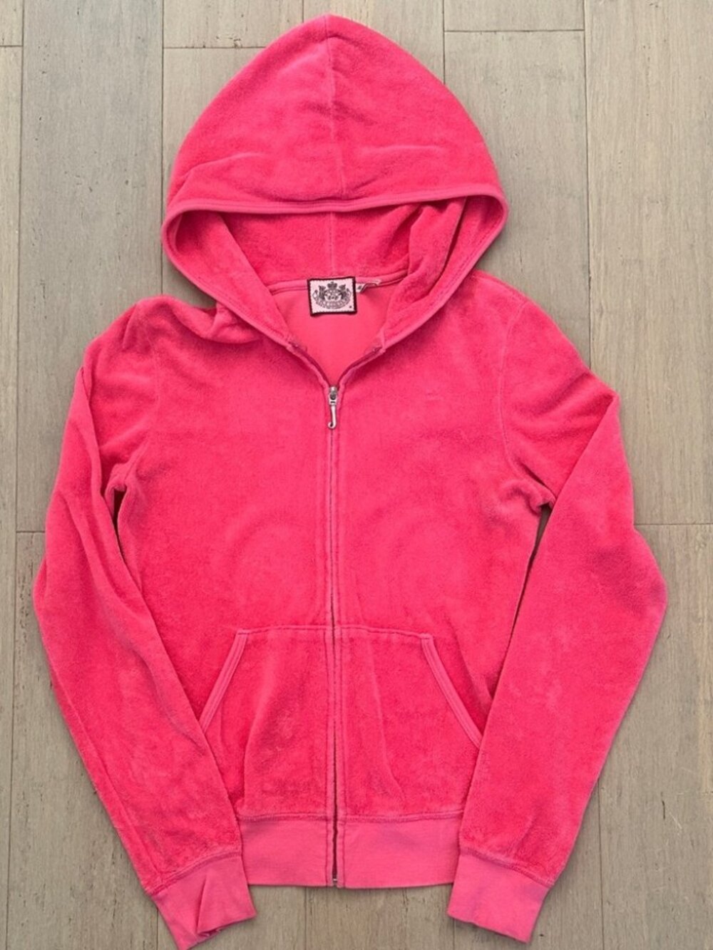 Juicy Couture Hot Pink Long Sleeve Terry Hoodie Y2K